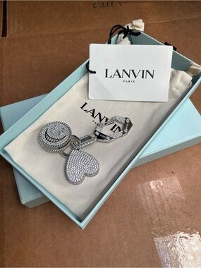 Lanvin Silver Crystal Pavé Heart and Smiley Charms and Keychain